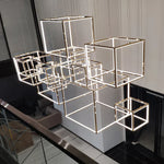 Luxury Golden Square LED Chandelier | Modern Art Design for Living Room Lobby