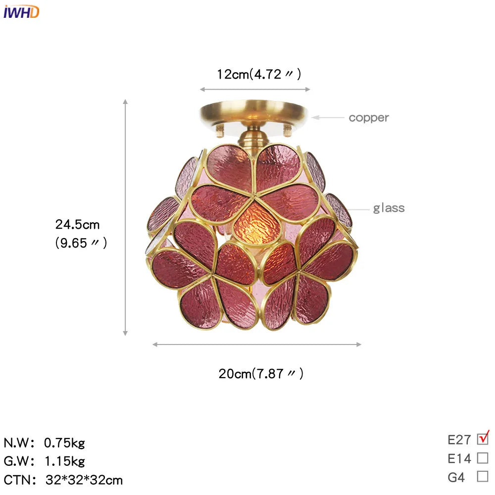 White Glass LED Ceiling Light Fixture, Nordic Modern Copper Ceiling Lamp