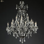 Rococo Iron & Crystal LED Chandelier - Rustic Hanging Pendant Light