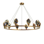 Crystal Copper Round Chandelier: Elegant LED Suspension Lamp for Dinning Room