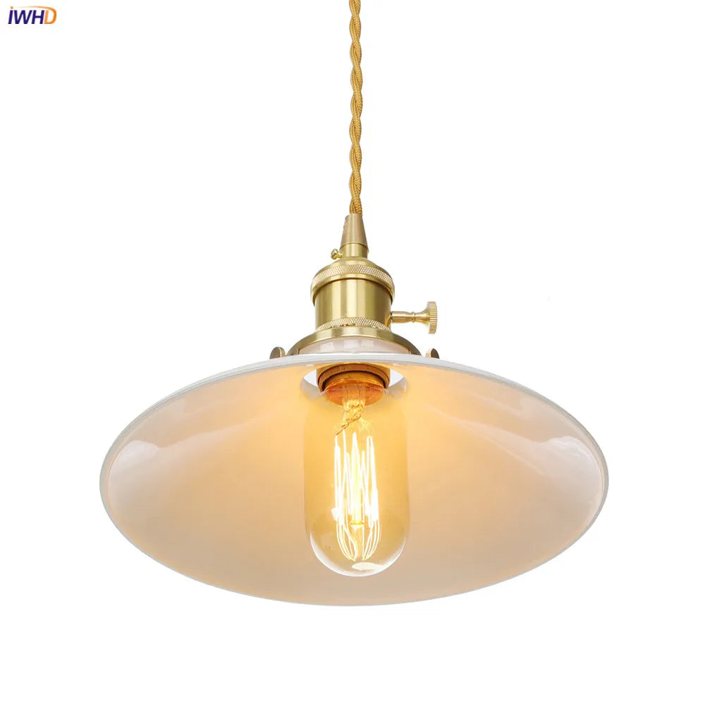 Afralia™ Nordic White Glass Copper Pendant Light with Switch for Home, Bar, and Cafe