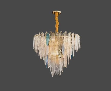 LED Glass Metal Leaf Chandelier: Luxury Postmodern Lighting for Home Decor, Bedroom, Living Room