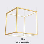 Luxury Golden Square LED Chandelier | Modern Art Design for Living Room Lobby