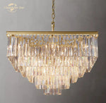 Modern Crystal LED Chandelier: Odeon Square Lustre Pendant Light Fixture