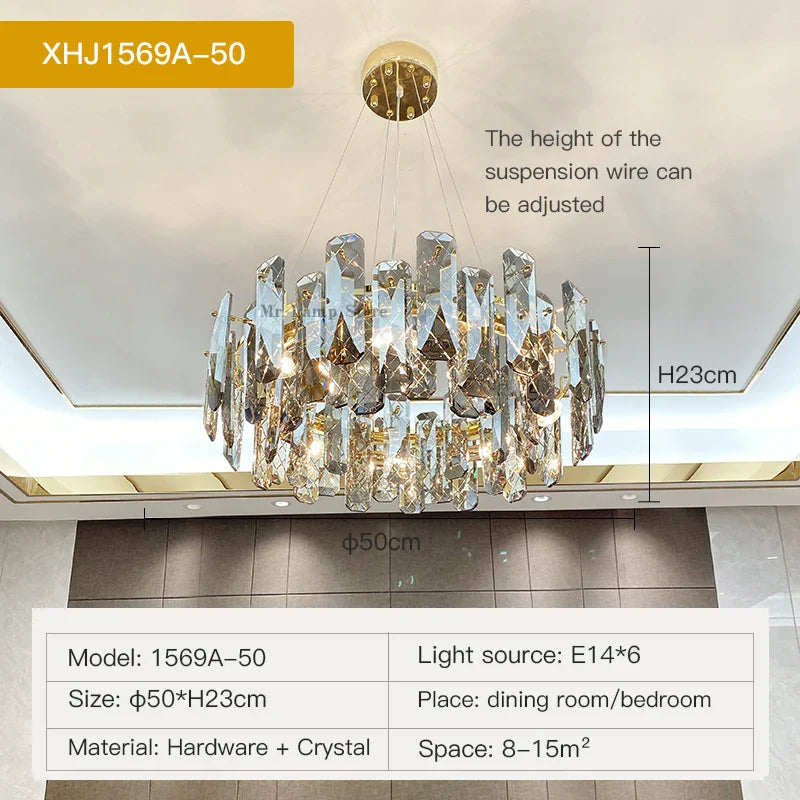Crystal LED Chandelier for Elegant Living Room, Dining, Bedroom, Kitchen