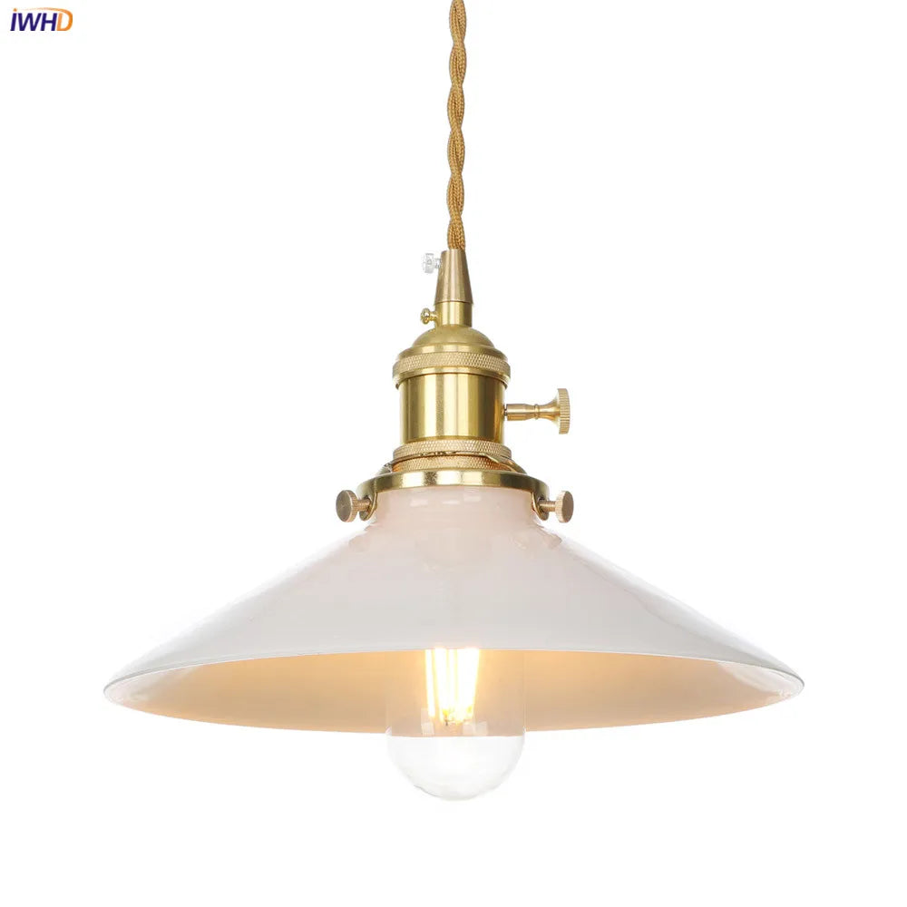 Afralia™ Nordic White Glass Copper Pendant Light with Switch for Home, Bar, and Cafe