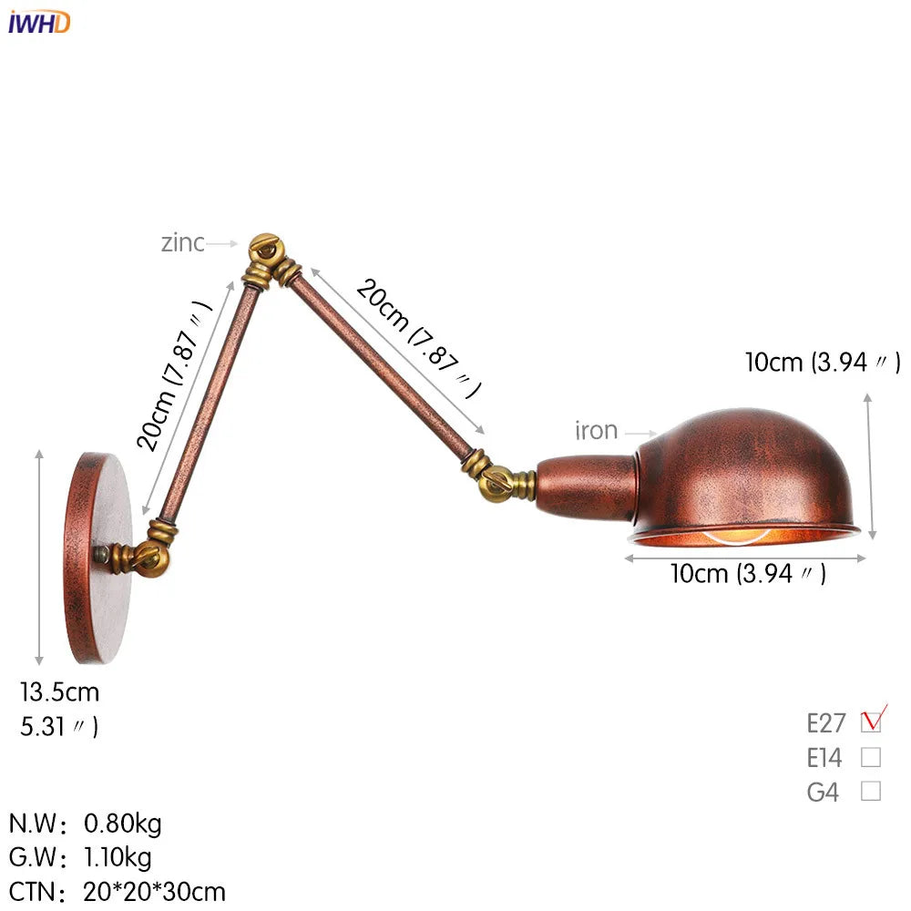 Loft Antique Edison 3-Head Black Wall Sconce Swing Arm Light