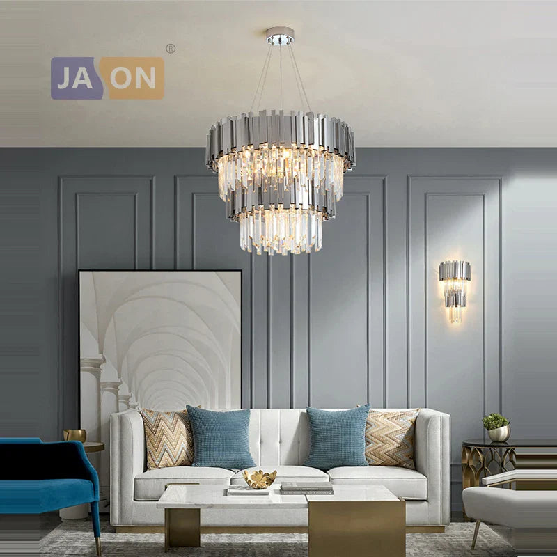 Chrome Silver Gold Black Suspension Luminaire Pendant Lamp for Foyer