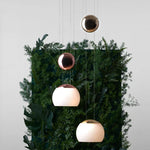 JOJO Modern LED Glass Pendant Lamp, Adjustable Height, Gold Nightstand Light