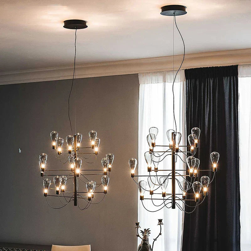 Contemporary Iron Glass Chandelier for Stylish Foyer Lighting