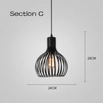 Cage Light Frame Pendant Industrial Single Head Black Nordic Creative Fixture
