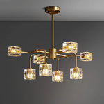 Square Crystal Chandelier Artistic Branches Luxury Gold Light Fixtures Living Room Kitchen Lighting