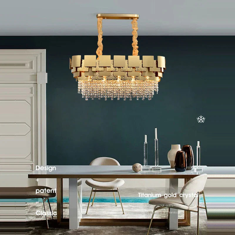 Golden Crystal Stainless Steel Pendant Light for Stylish Foyer