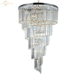 Luxury Prism LED Crystal Chandelier, Art Deco Spiral Design, Large Pendant Hanging Lamp