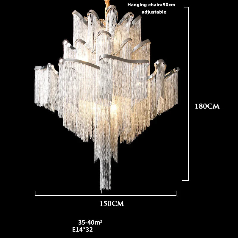 Retro Vintage LED Aluminum Chandelier Lighting in Gold Chrome Silver