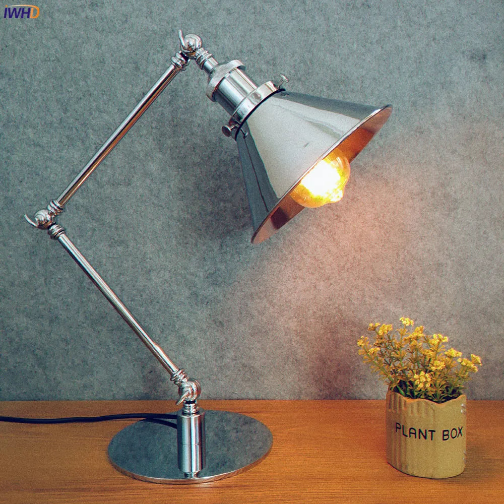 Industrial LED Table Lamp For Home Decor - US/EU Plug Switch, Loft Style