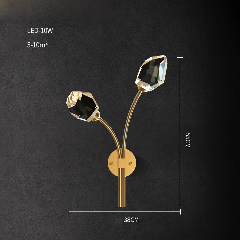 Postmodern Crystal Stone Wall Sconce for Bedroom & Corridor