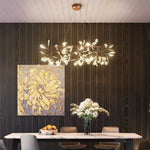 Heracleum Chandeliers: Modern Black/Rose Gold Round Firefly Lamp Branch Design