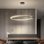 Black Circle Chrome Chandelier for Indoor Living Room Bedroom Kitchen Loft Office Hall