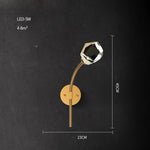 Black Gold Copper Crystal LED Wall Sconce Light for Bedroom Corridor