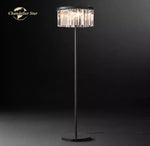 Industrial Crystal LED Floor Lamp Chrome Black Metal Standing Light