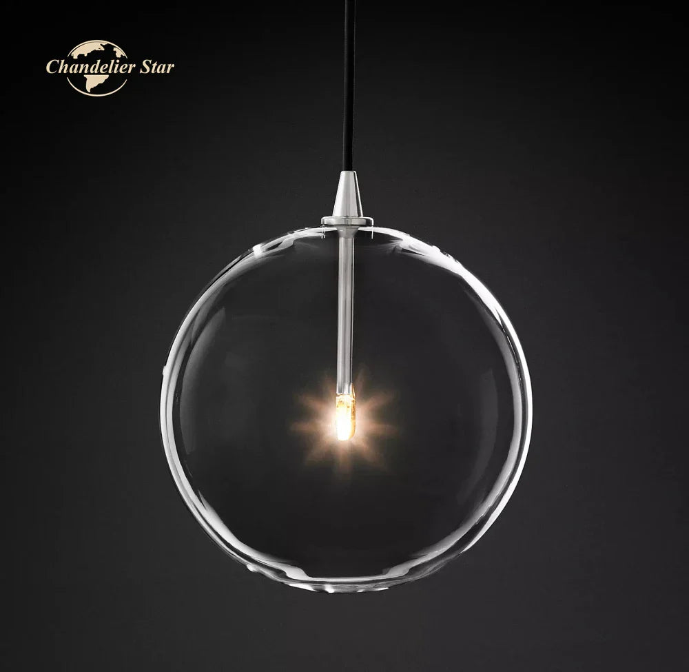 Glass Globe Pendant Light Chandelier for Dining Room, Bedroom, Entryway