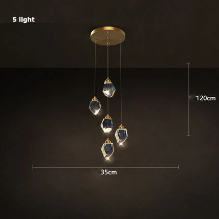 Crystal Copper Round Chandelier: Elegant LED Suspension Lamp for Dinning Room