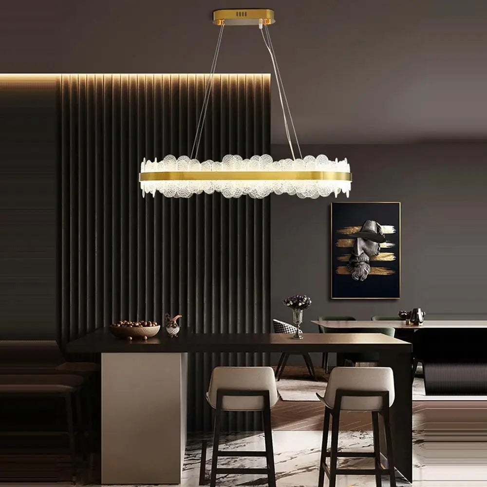 Golden Stainless Steel LED Designer Chandelier for Dining Room