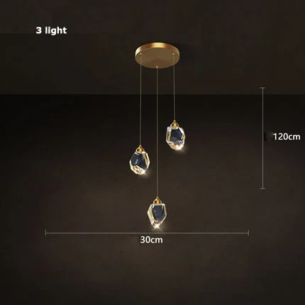Crystal Copper Round Chandelier: Elegant LED Suspension Lamp for Dinning Room
