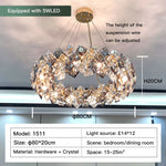 Crystal Chandelier: High-End LED Pendant Light for Living Room, Dining Room & Kitchen
