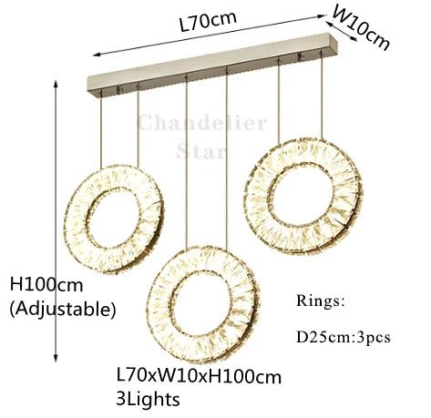 LED Crystal Chandelier Stainless Steel Pendant Light for Living Room