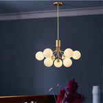 Gold Glass Ball Chandelier: Luxury LED Lighting for Dining Room, Kitchen, Cafe
