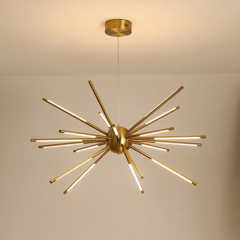 Modern Gold Iron Sputnik Chandelier for Living Room, Bedroom, Dining Room