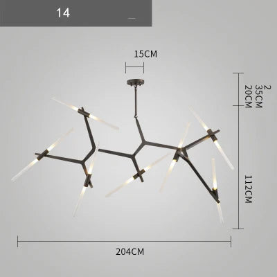 Branch Suspension Pendant Light - Gold Black G9 LED Iron Glass Fixture