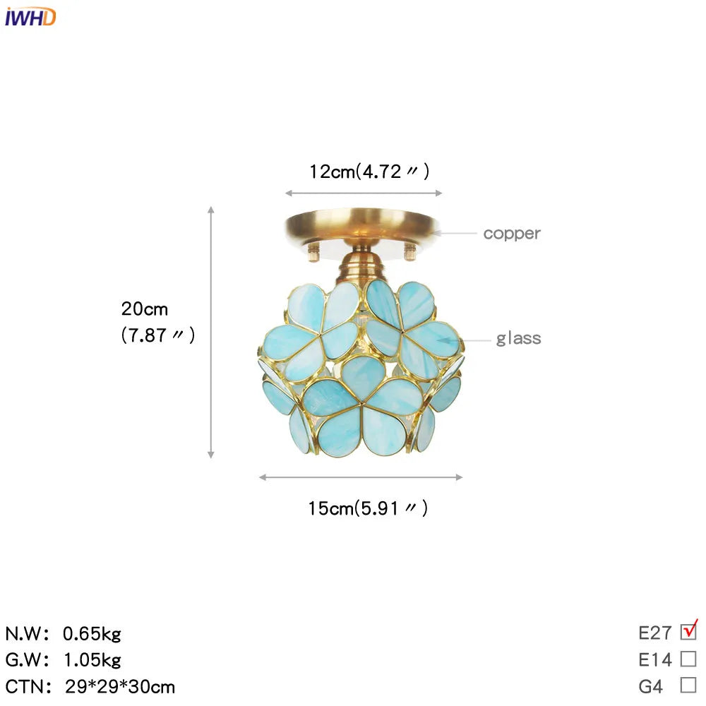 White Glass LED Ceiling Light Fixture, Nordic Modern Copper Ceiling Lamp