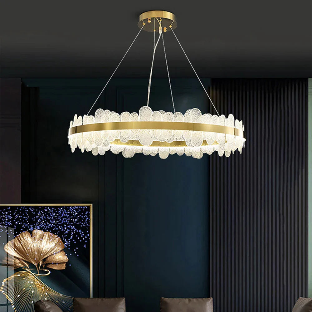Golden Stainless Steel LED Designer Chandelier for Dining Room