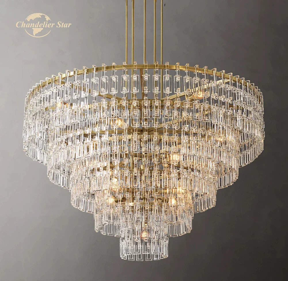 Marignan Crystal Chandelier Tiered Round Living Room Pendant Light