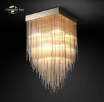 Cascada LED Glass Chandelier: Stylish Square Pendant Light for Home Decor