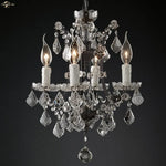 Rococo Iron & Crystal LED Chandelier - Rustic Hanging Pendant Light