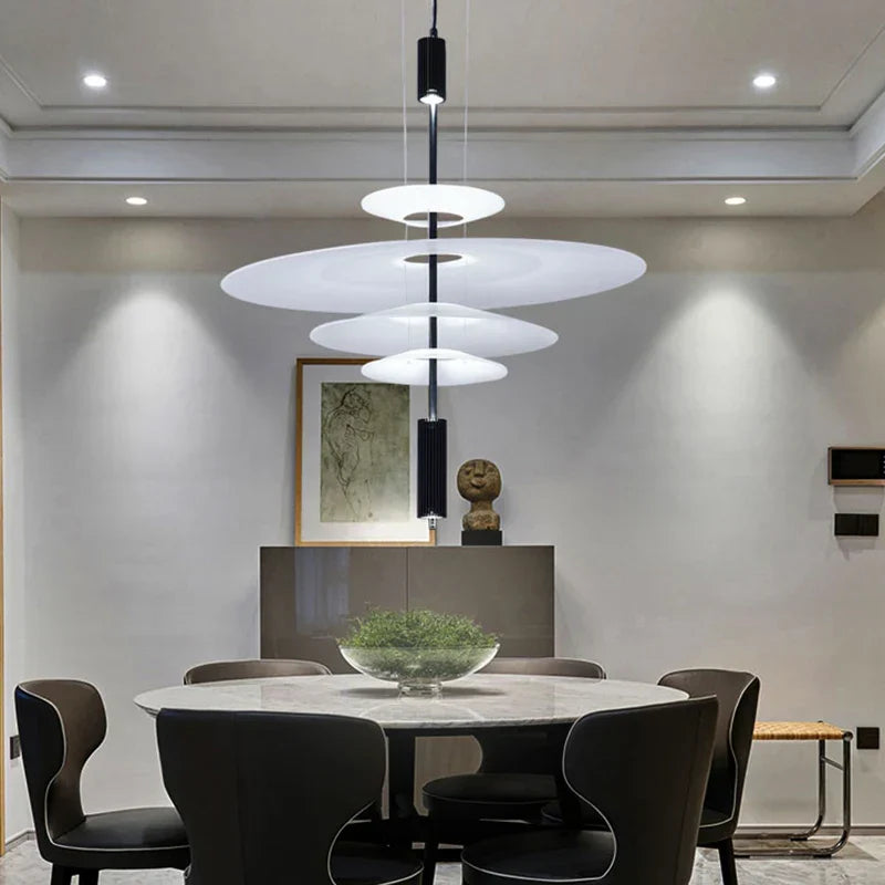 Nordic Flamingo Chandelier: White Light Minimalist Round Lamp for Living, Bed, Dining Room