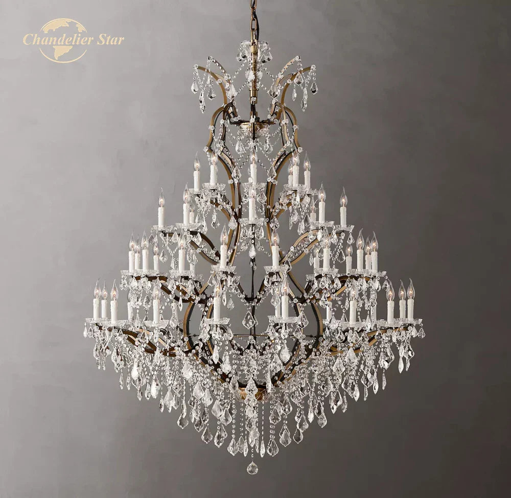 Rococo Crystal & Brass Chandelier: Elegant 19th C. Style for Bedroom & Living Room