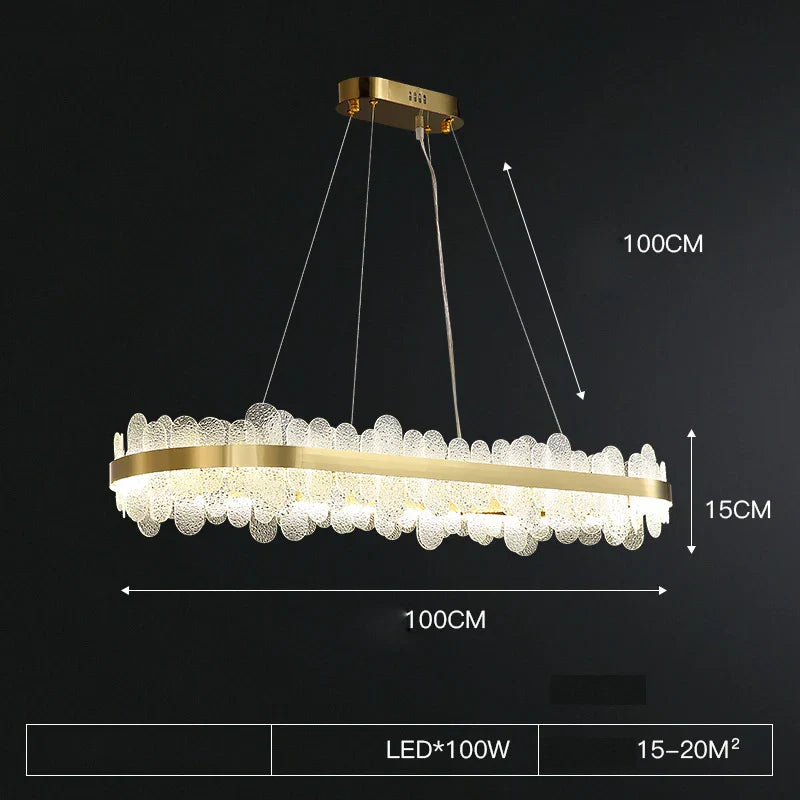 Golden Stainless Steel LED Designer Chandelier for Dining Room