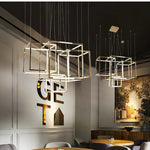 Luxury Golden Square LED Chandelier | Modern Art Design for Living Room Lobby