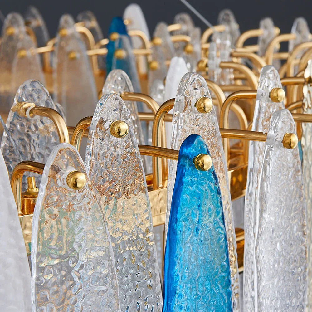 Art Deco Glass Iron LED Chandelier for Dinning Room