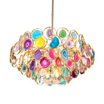 LED Agate Chandelier - Modern Colorized Designer Lighting for Foyer & Dining Room