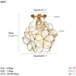 White Glass LED Ceiling Light Fixture, Nordic Modern Copper Ceiling Lamp