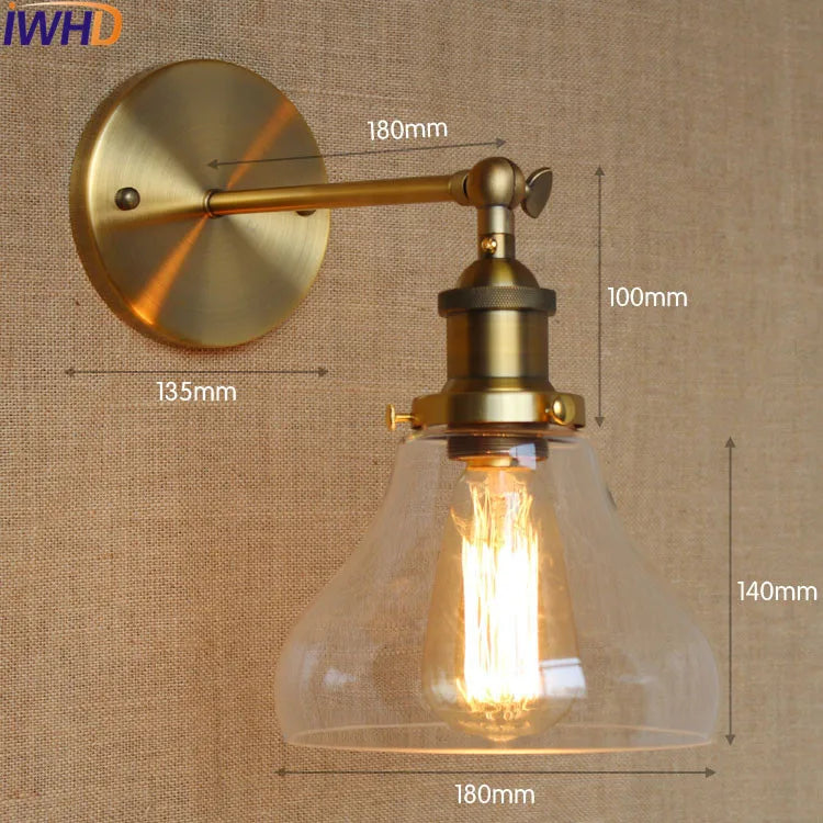 White Glass Retro Industrial Wall Sconce, Vintage Edison Style Wall Lights Fixtures