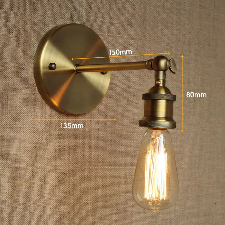 Retro Loft Vintage Wall Lamp Gold Shade Industrial Sconce Fixtures