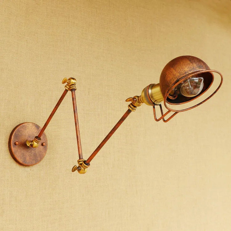 Loft Style Adjustable Swing Arm Wall Sconce - Industrial Retro Vintage Wall Light