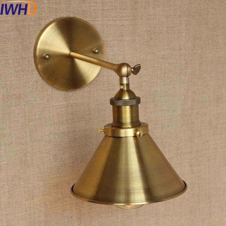 Retro Loft Vintage Wall Lamp Gold Shade Industrial Sconce Fixtures